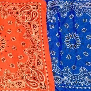 2 Two Bandanas Red Blue by Amscan Polyester Never Used